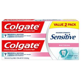 Colgate Sensitive Toothpaste;  Whitening;  Fresh Mint Gel Formula;  6 oz;  2 Pack