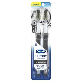 Oral-B Pulsar Full Head Battery Toothbrush, Charcoal Infused Bristles, Soft, 2 Count, for Adults & Children 3+