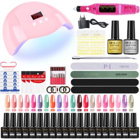 MOSKANY Professional Nail Set Nail Gel Kit With 120W/54W UV Nail Lamp And Nail Drill For All Drying Gel Nail Polish Manicure Set (Color: YH33-3)