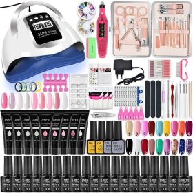 Manicure Set Poly Nail Gel Kit Professional Nail Set With Nail Lamp Acrylic Extension Gel Nail Polish All For Nail Gel Tools Kit (Color: X11MAX 1-18)