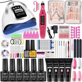 Manicure Set Poly Nail Gel Kit Professional Nail Set With Nail Lamp Acrylic Extension Gel Nail Polish All For Nail Gel Tools Kit (Color: X11MAX 1-6)