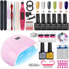 Manicure Set Poly Nail Gel Kit Professional Nail Set With Nail Lamp Acrylic Extension Gel Nail Polish All For Nail Gel Tools Kit (Color: S040-X4-(25-30))