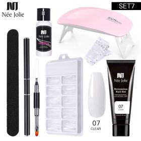 Nail Gel Set 6W LED Lamp Full Manicure Set Quick Extension Nail Kit Gel Building Polygels Set For Nails Tool Kit Nail Art Kit (Color: seven piece set 8)