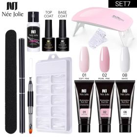 Nail Gel Set 6W LED Lamp Full Manicure Set Quick Extension Nail Kit Gel Building Polygels Set For Nails Tool Kit Nail Art Kit (Color: eleven piece set 6)