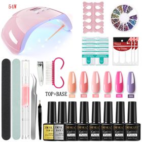 Nail Gel Kit Professional Nail Set With 120W/54W UV Nail Lamp And Nail Drill For All Drying Gel Nail Polish Manicure Set (Color: YH04-1)